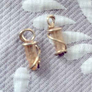 Earrings rose quartz Crystal wrapped in silver